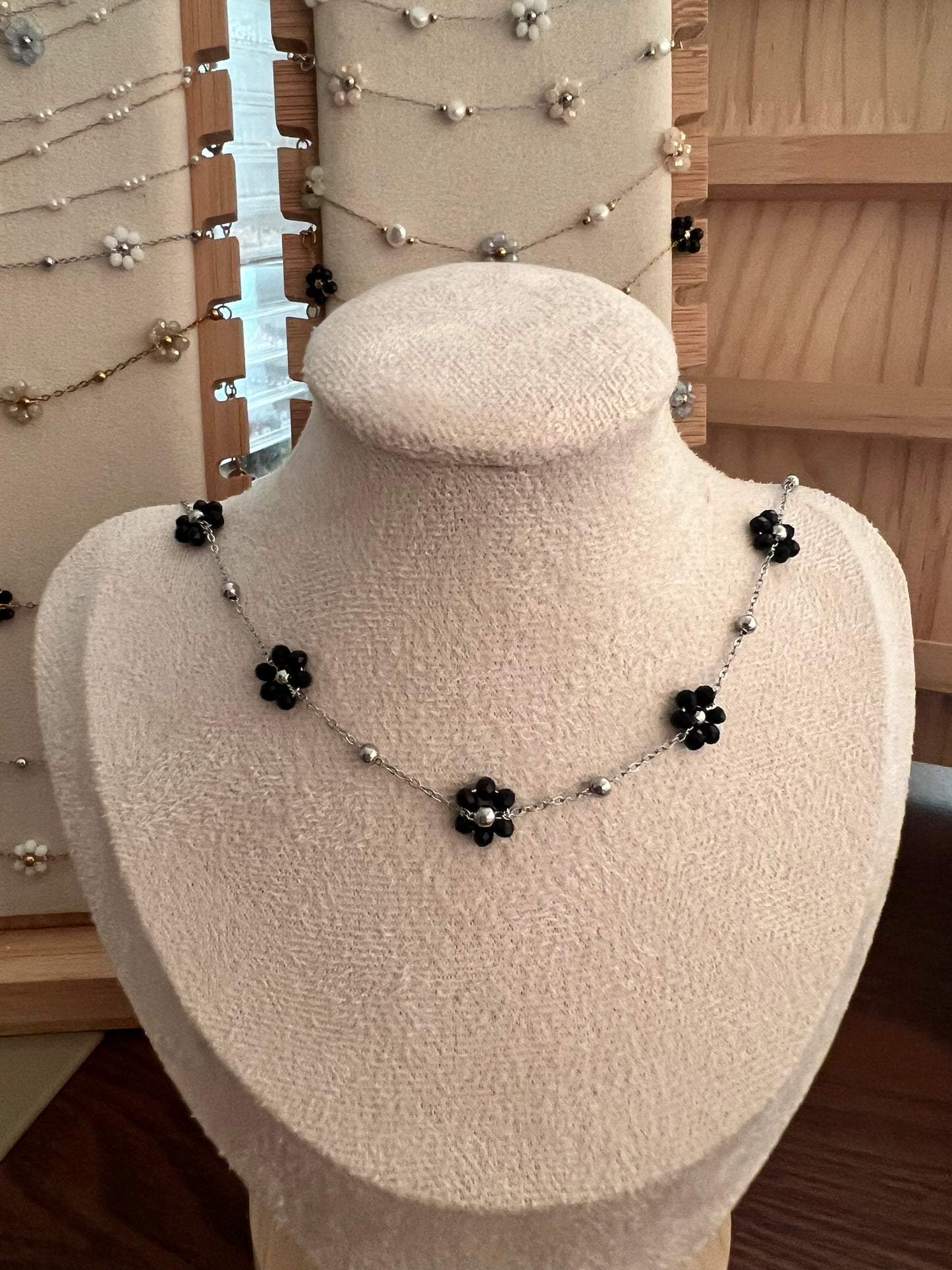 Flower Beaded Necklaces Stainless Steel