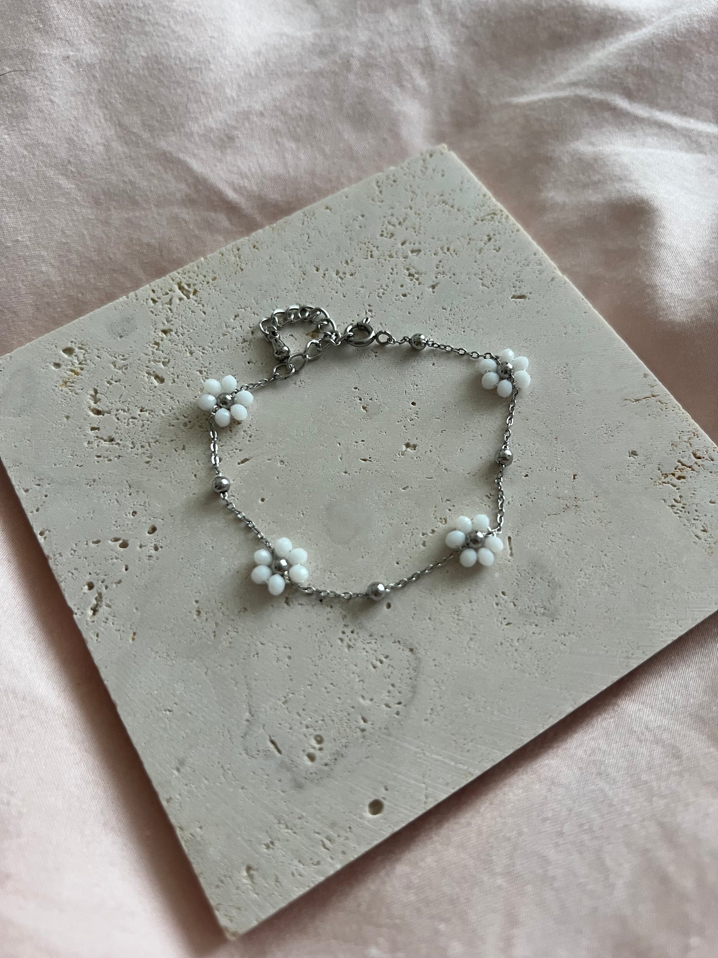 Flower bead stacker bracelet