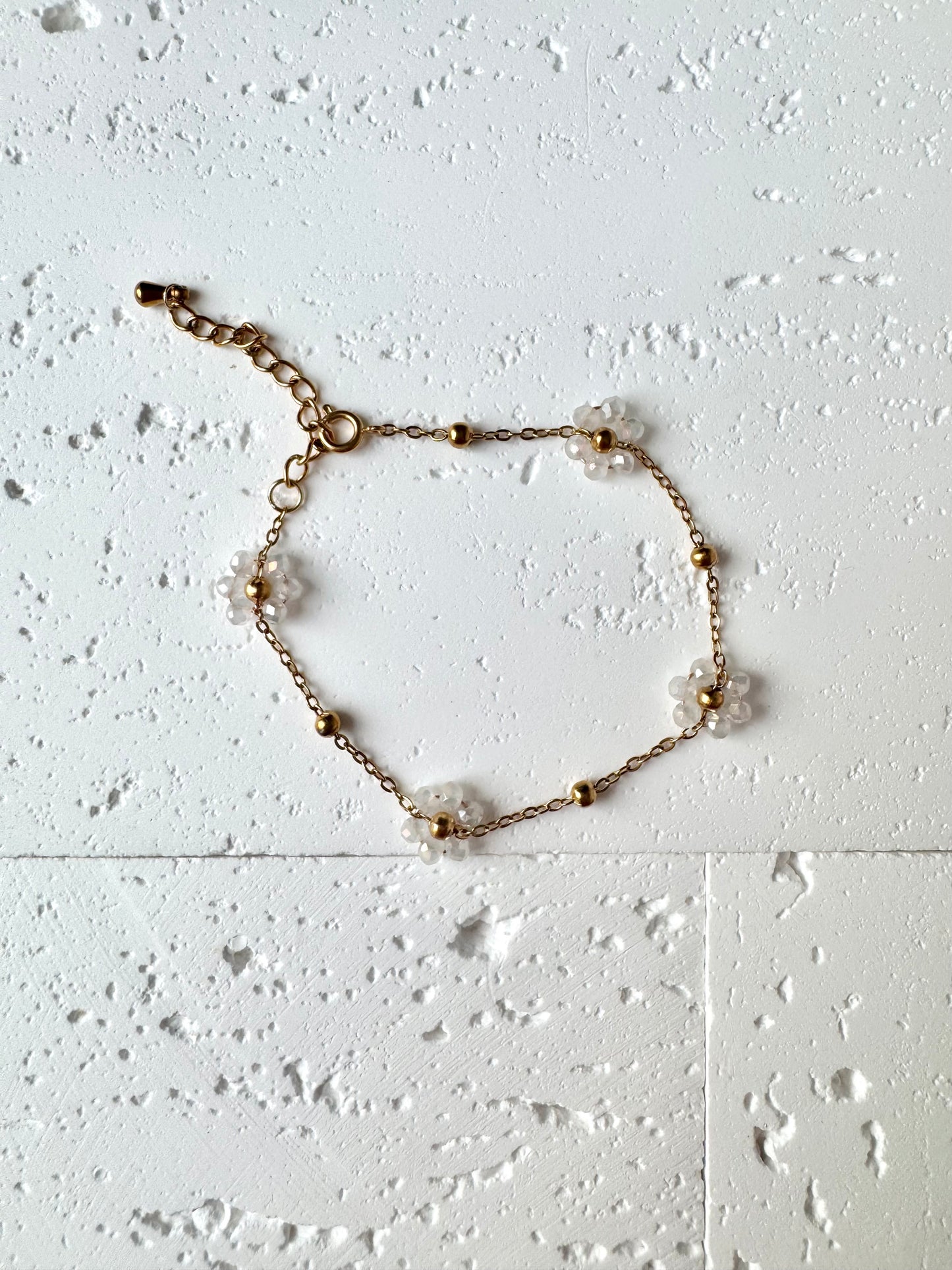 Multiple Flower Beaded Bracelets Stainless Steel