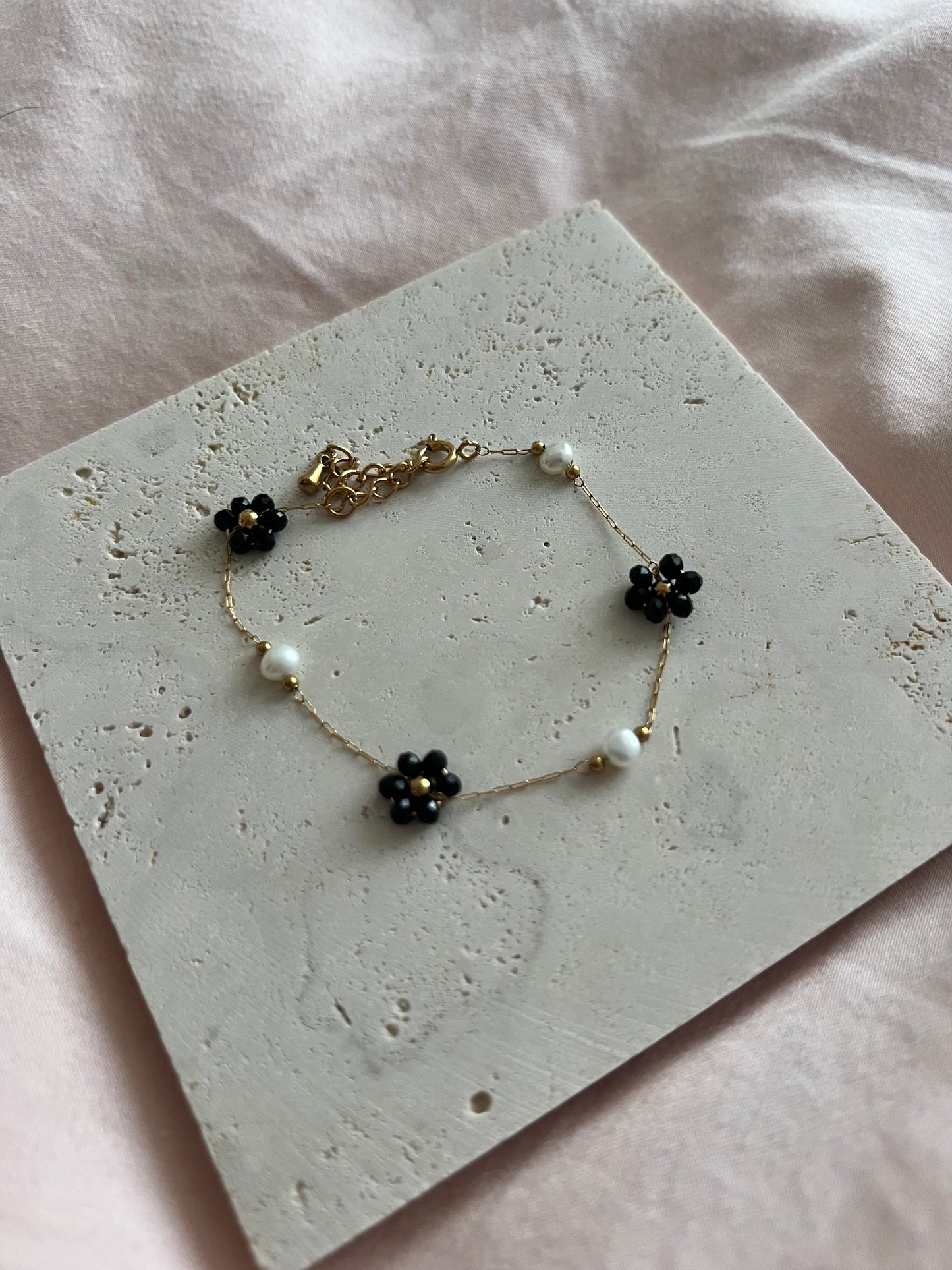 Flower bead stacker bracelet