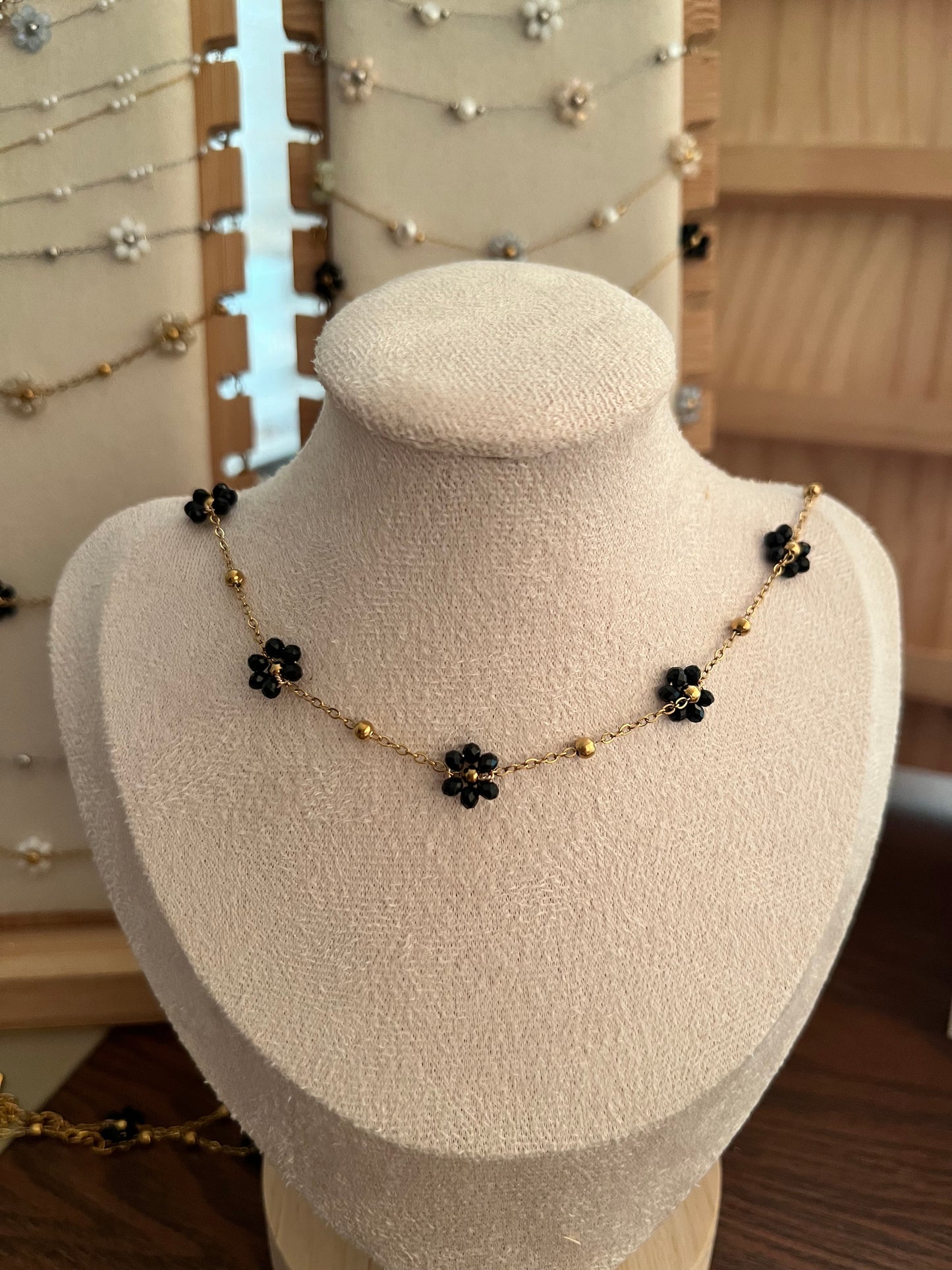 Flower Beaded Necklaces Stainless Steel