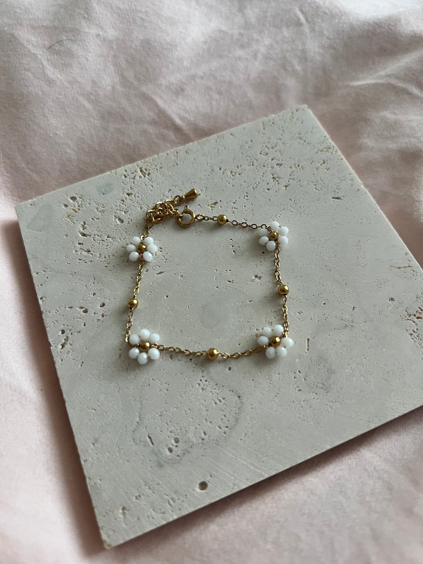 Flower bead stacker bracelet