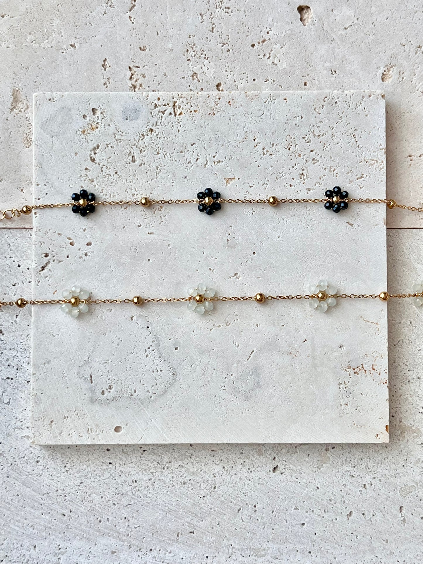 Flower bead stacker bracelet