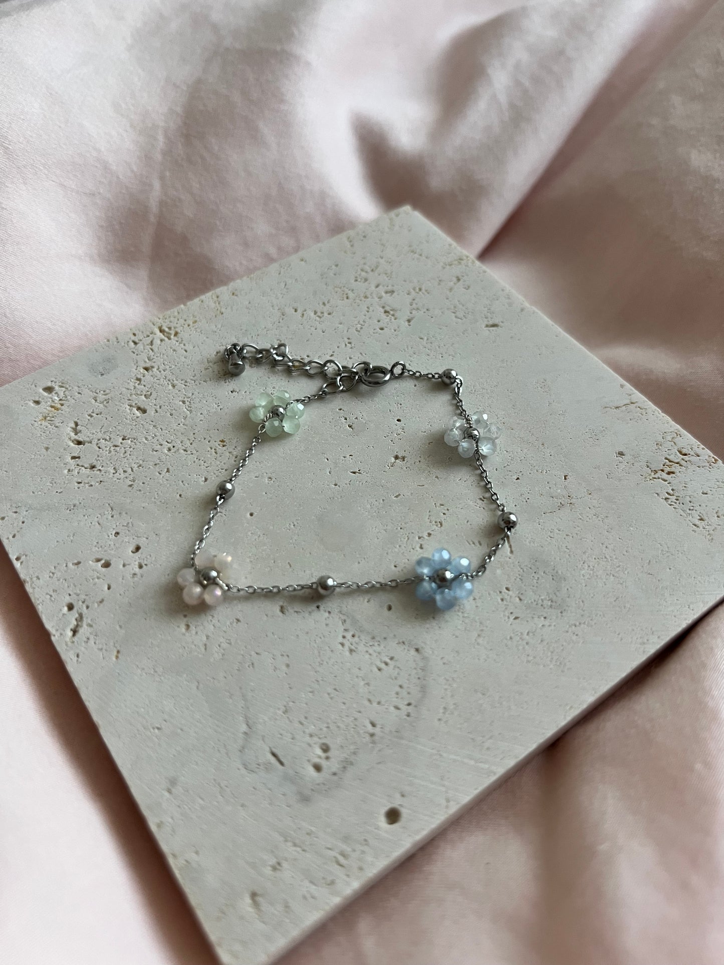 Flower bead stacker bracelet