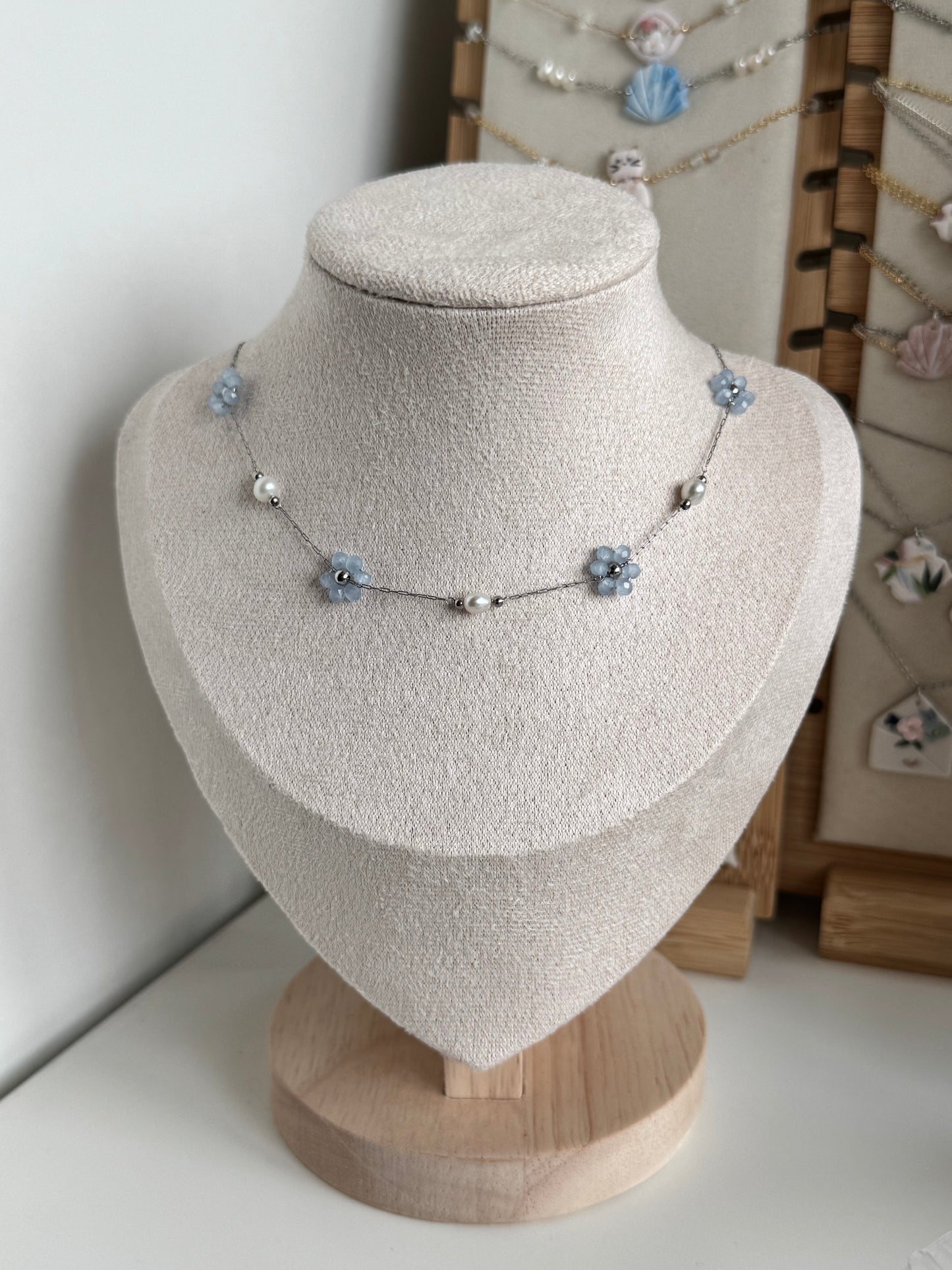 Multiple Flower Beaded Necklaces Stainless Steel