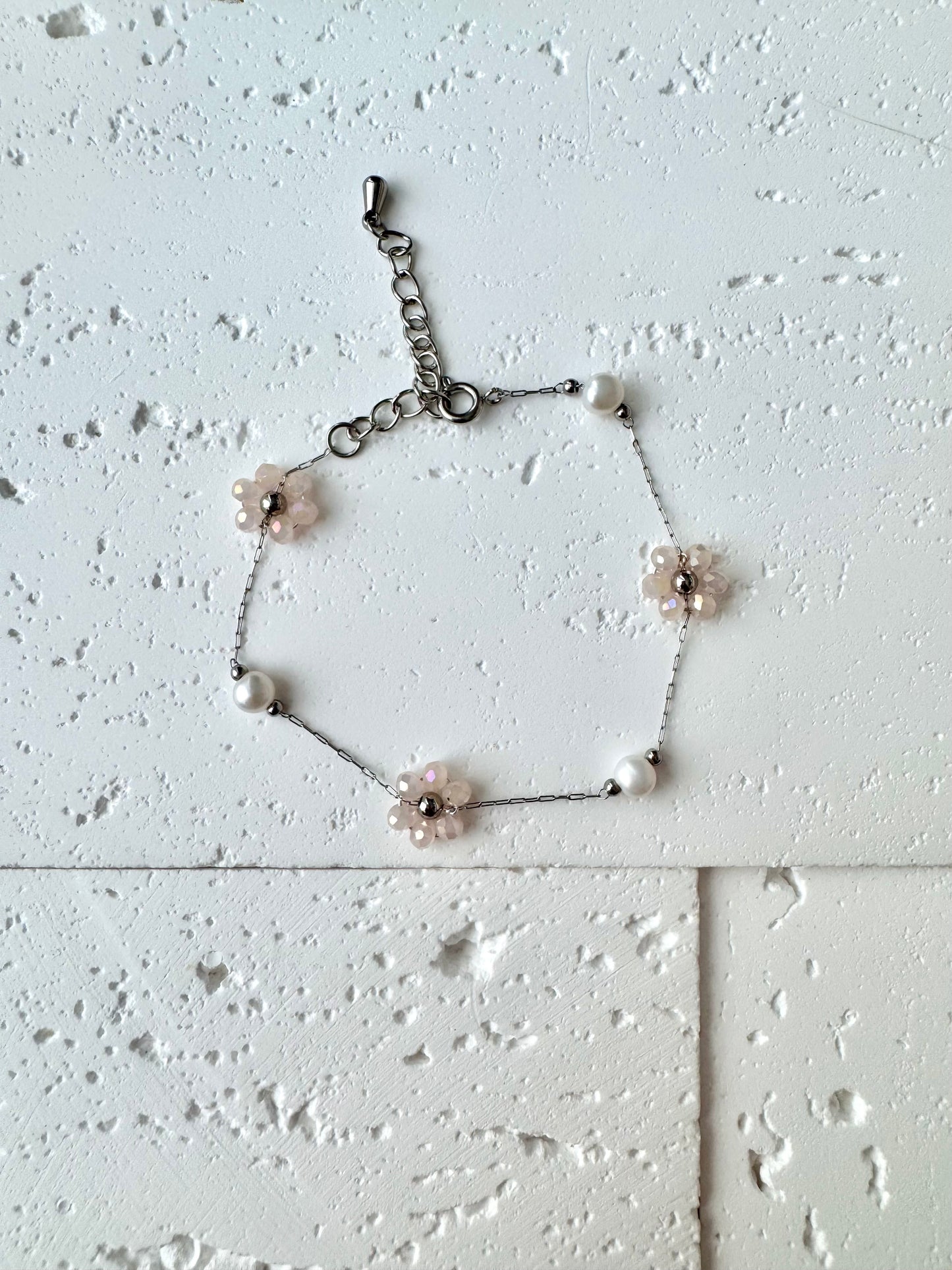 Multiple Flower Beaded Bracelets Stainless Steel