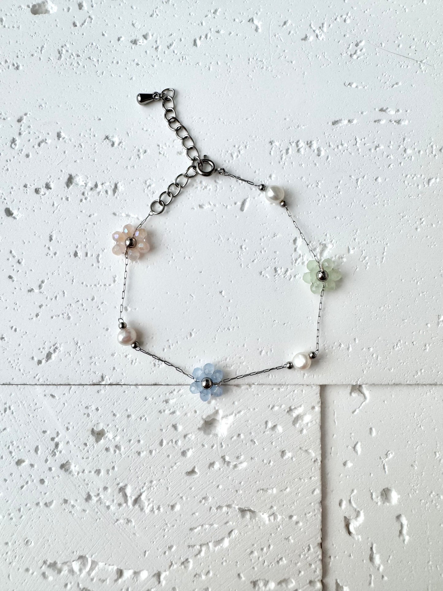 Multiple Flower Beaded Bracelets Stainless Steel