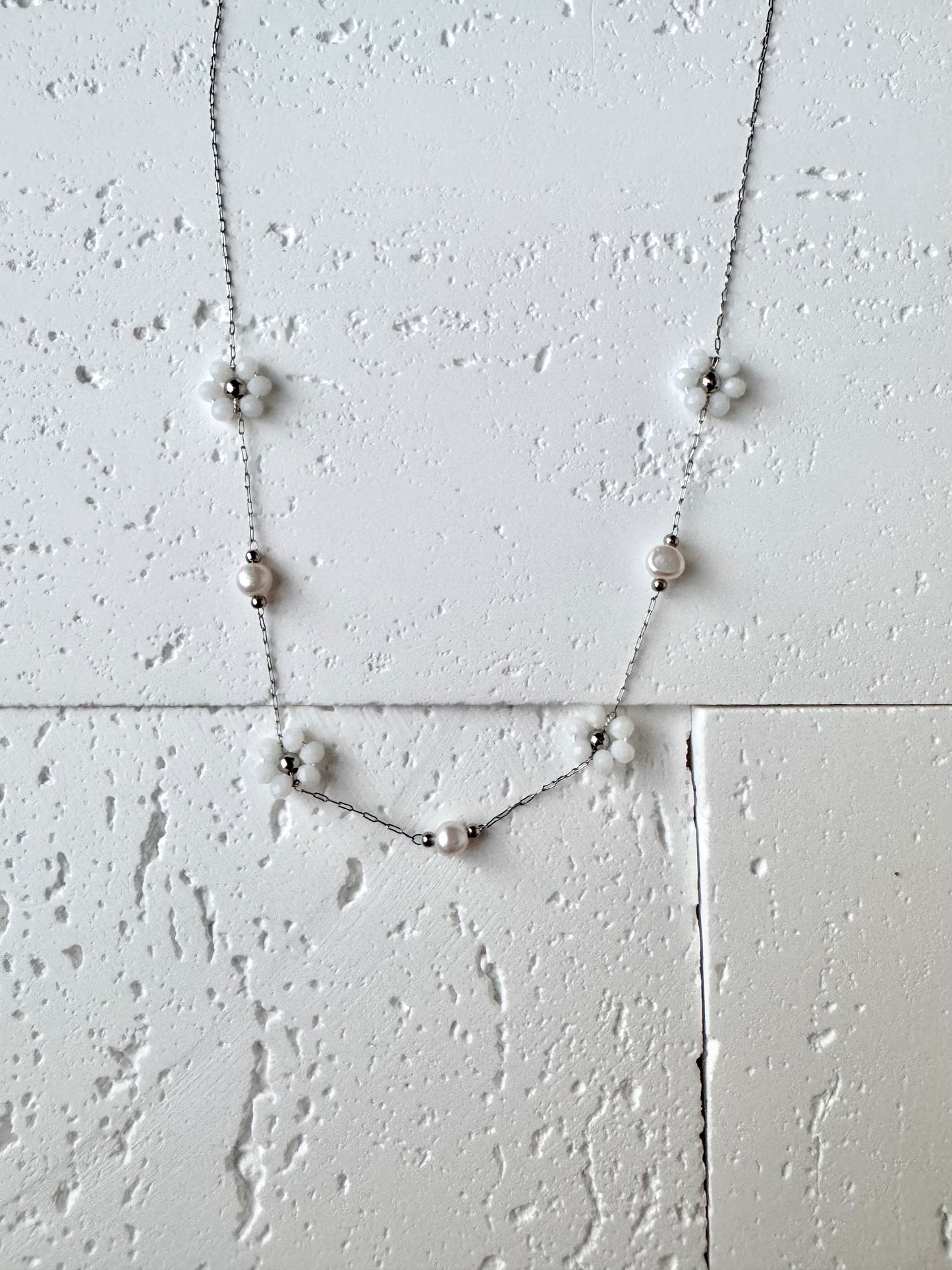 Multiple Flower Beaded Necklaces Stainless Steel