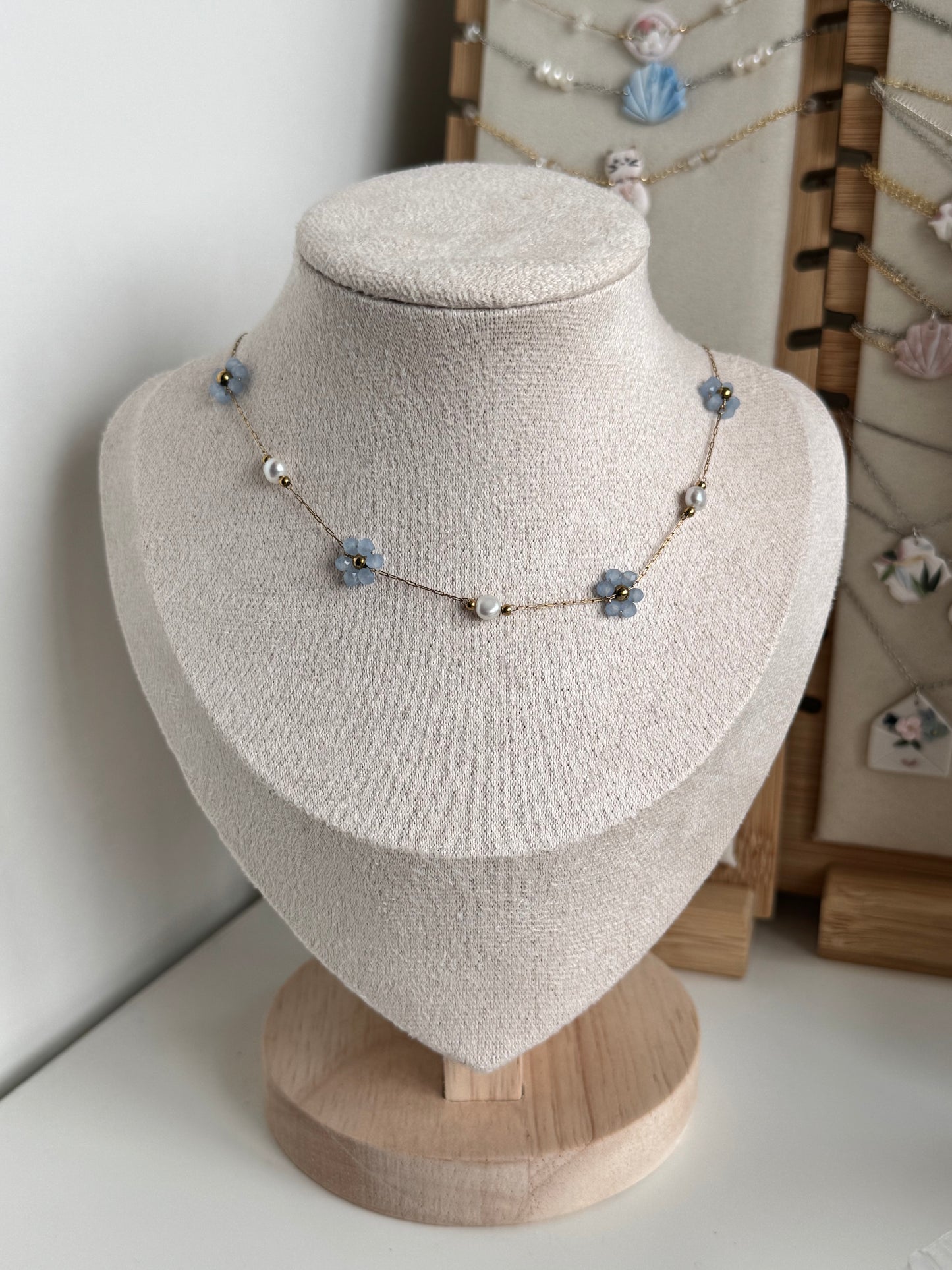 Multiple Flower Beaded Necklaces Stainless Steel