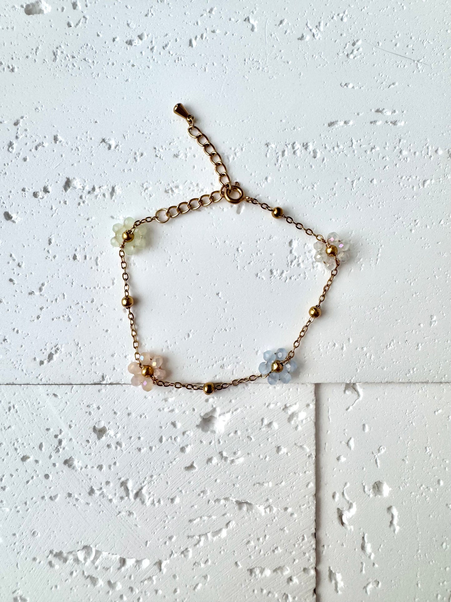 Multiple Flower Beaded Bracelets Stainless Steel