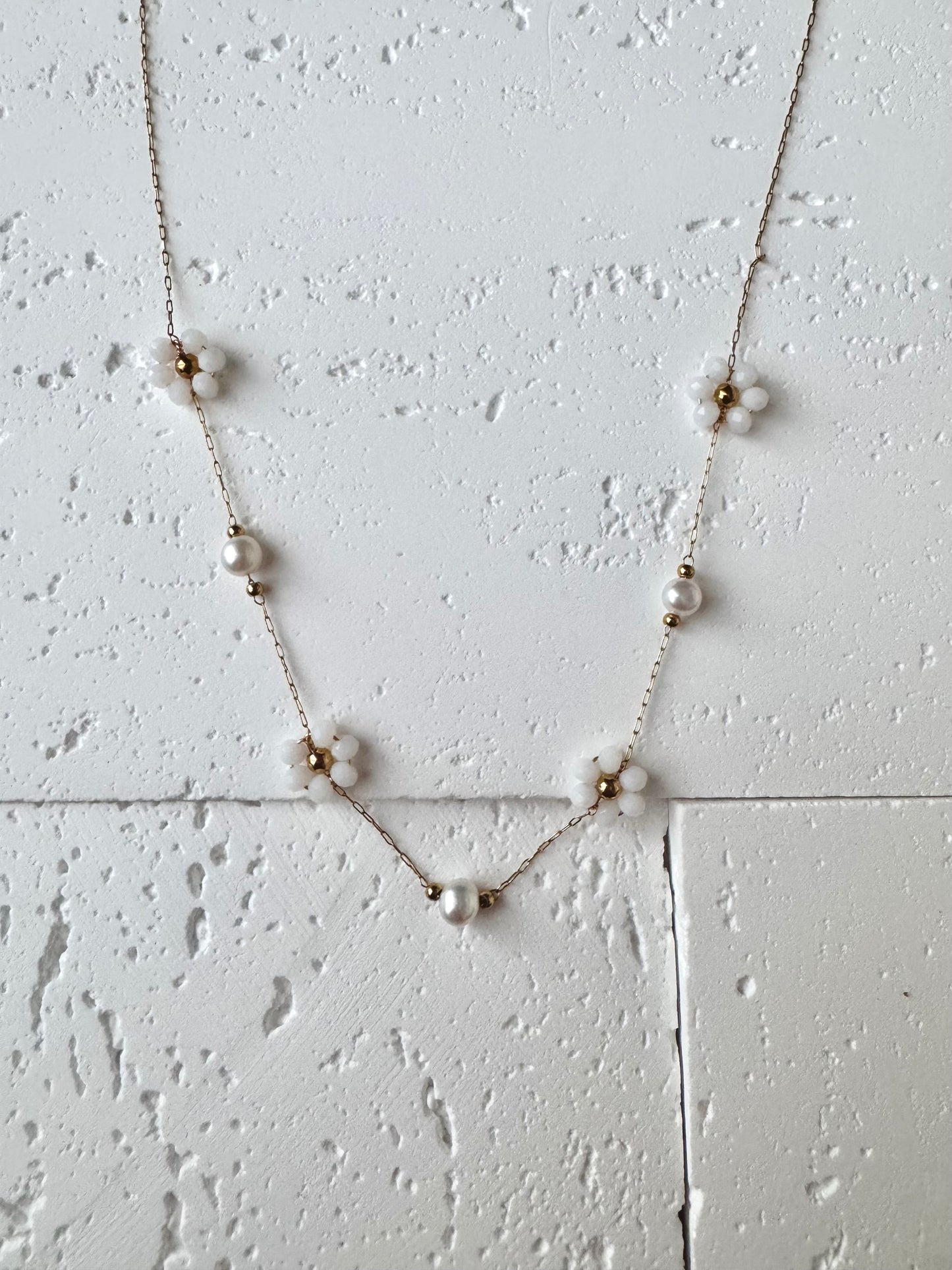 Multiple Flower Beaded Necklaces Stainless Steel