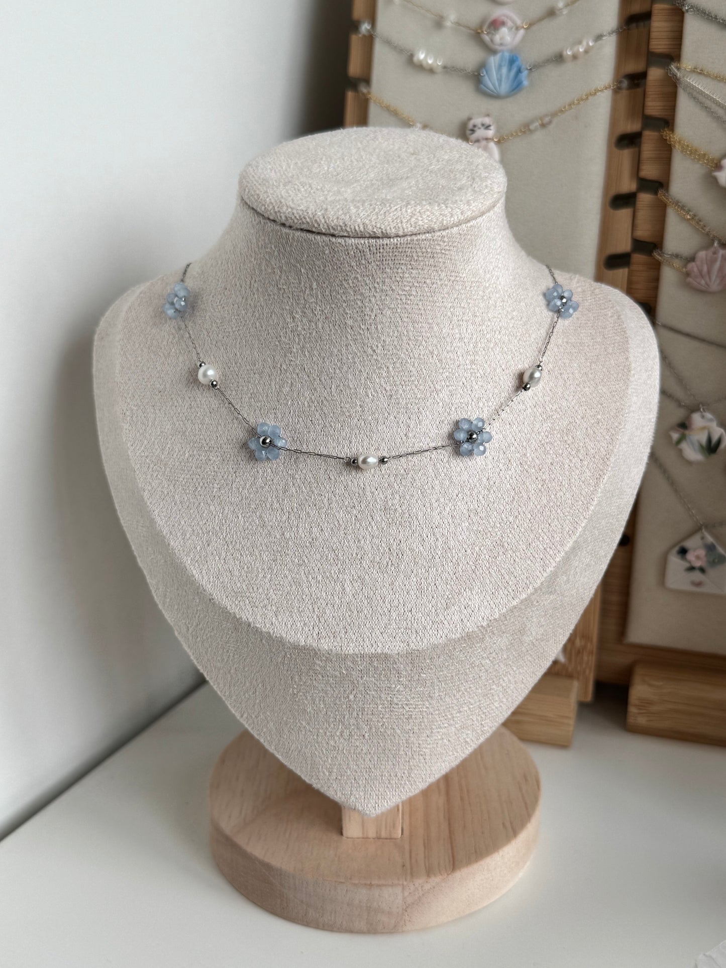 Multiple Flower Beaded Necklaces Stainless Steel