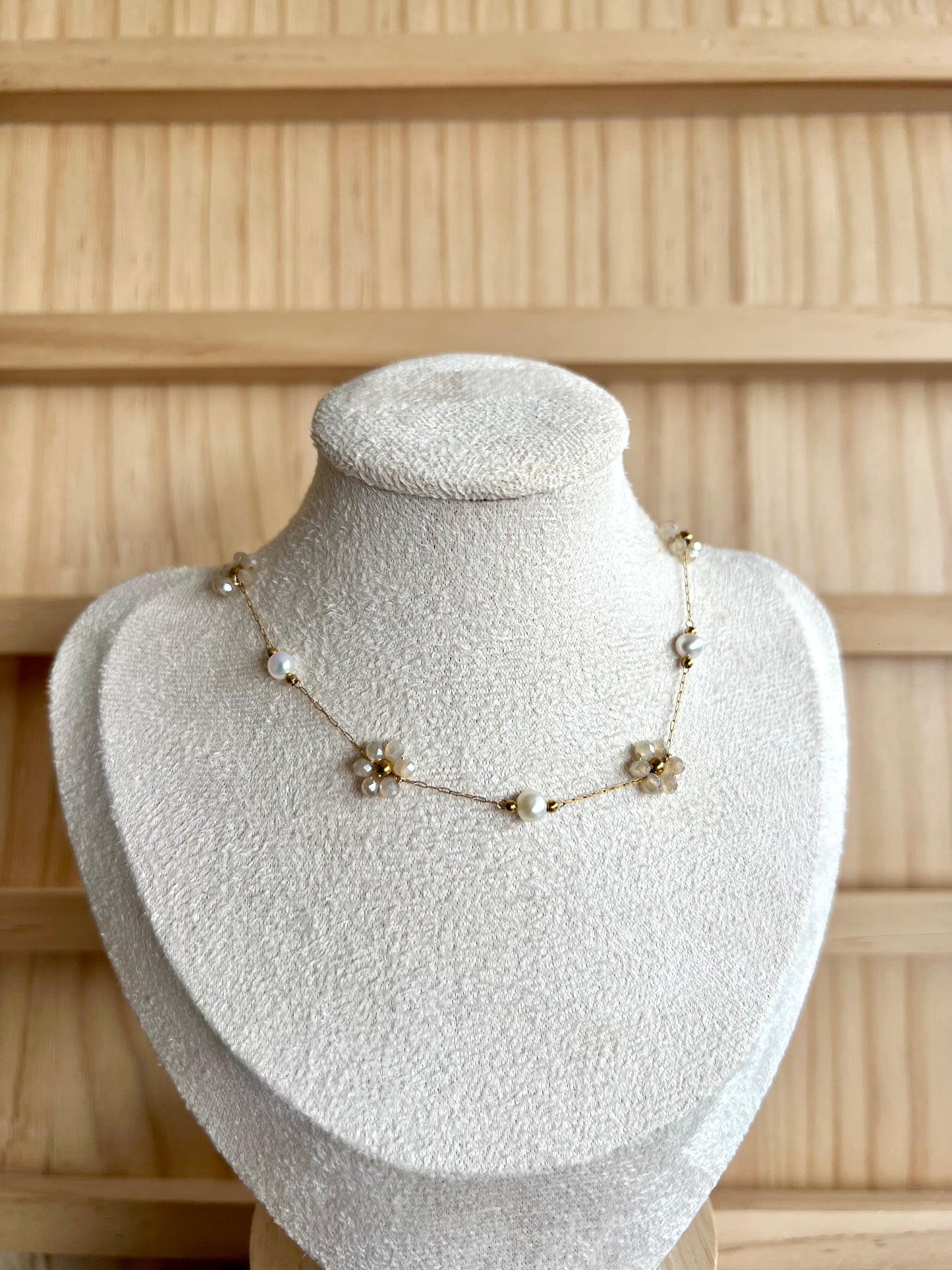 Flower Beaded Necklaces Stainless Steel
