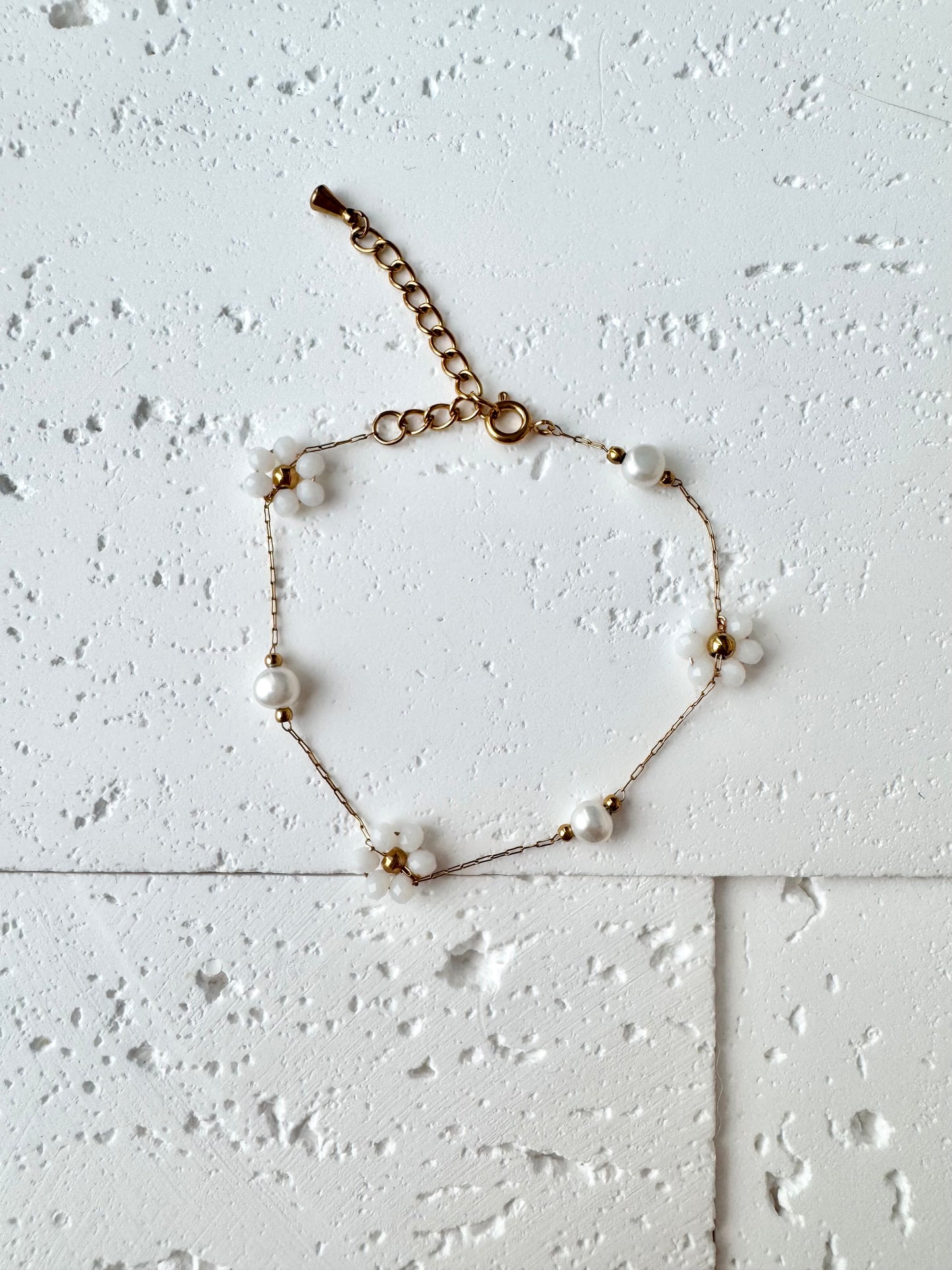 Multiple Flower Beaded Bracelets Stainless Steel