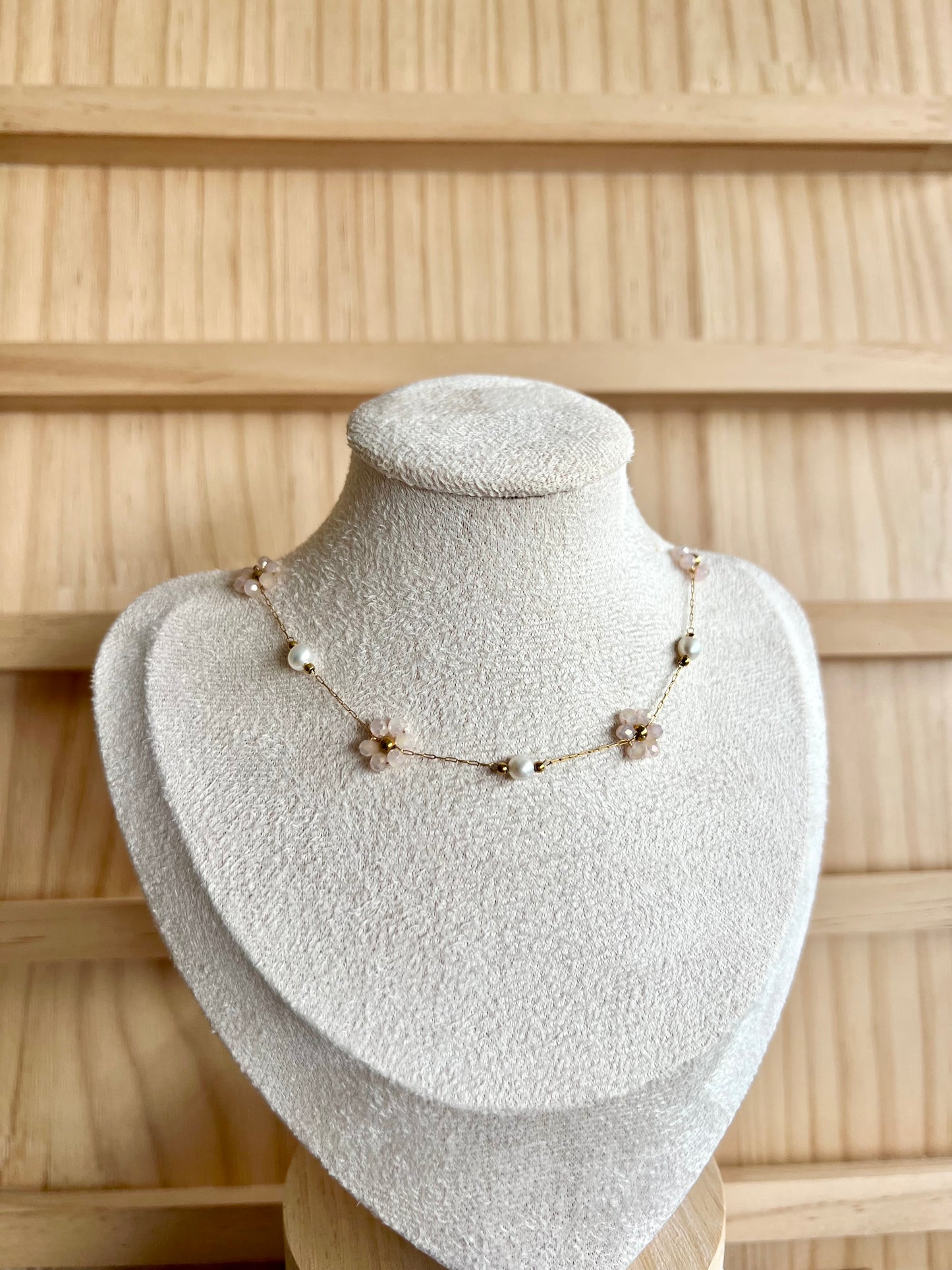 Flower Beaded Necklaces Stainless Steel