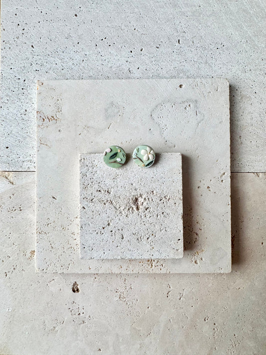 Green Flower Studs