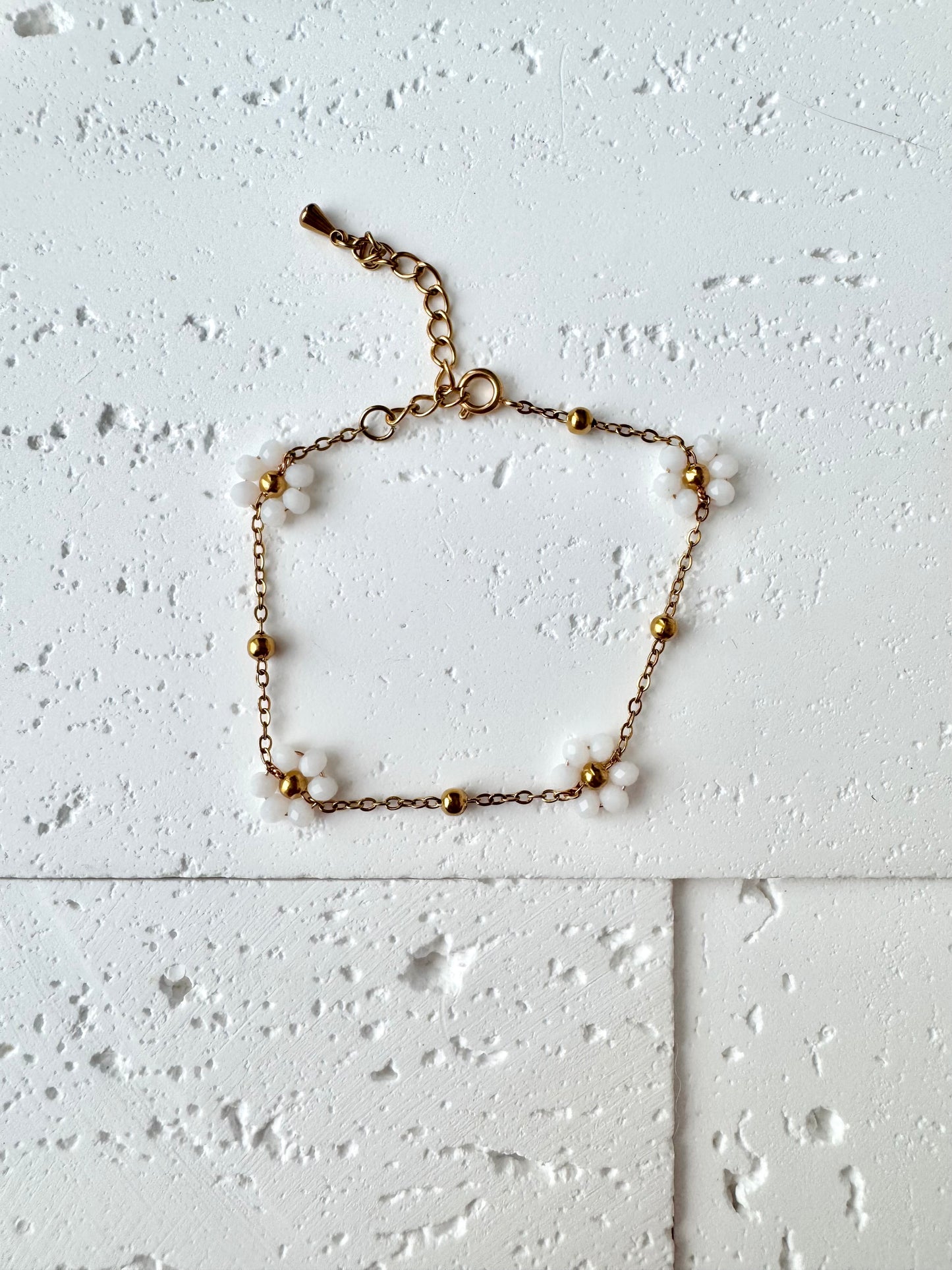 Multiple Flower Beaded Bracelets Stainless Steel