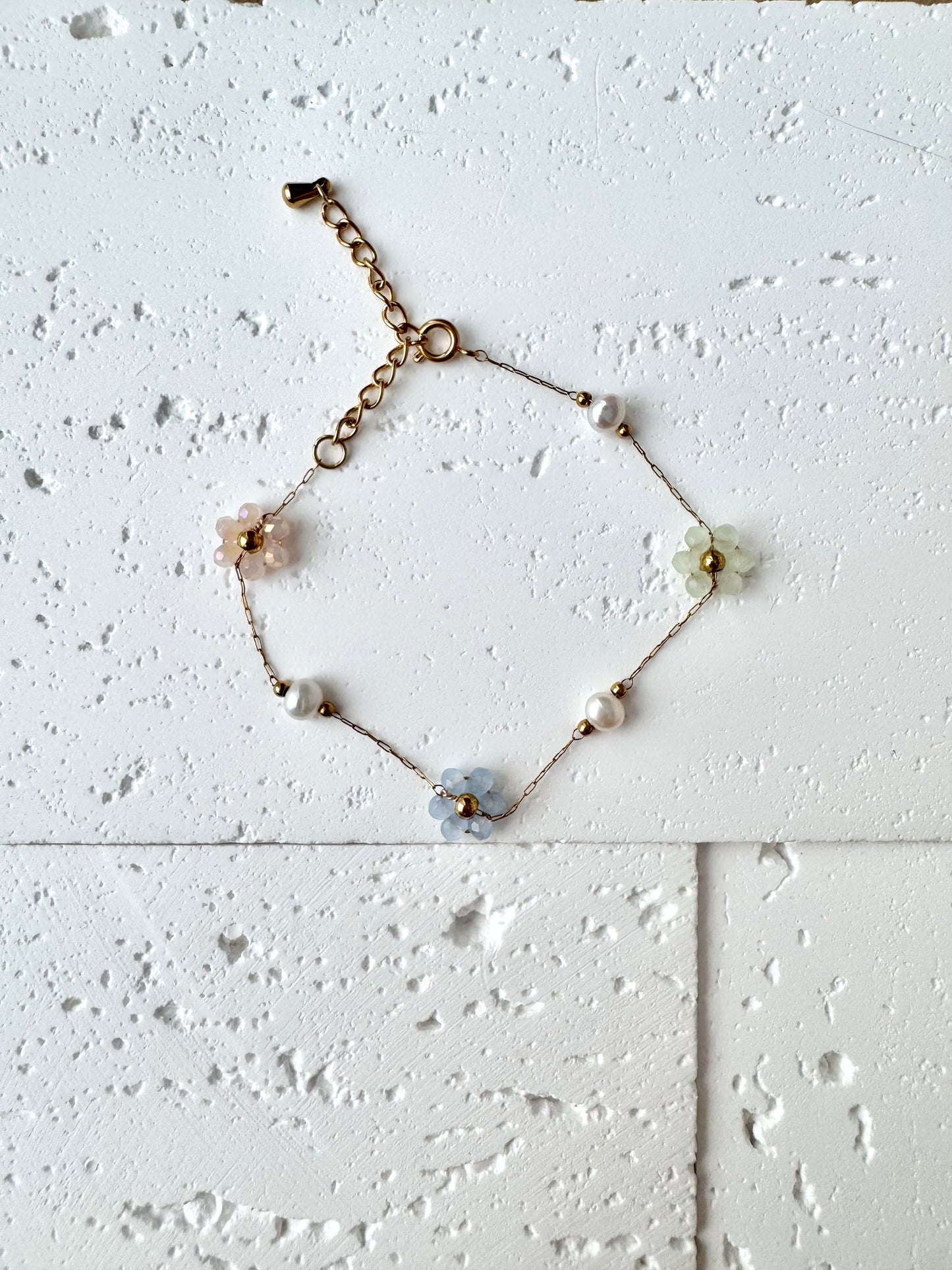 Multiple Flower Beaded Bracelets Stainless Steel