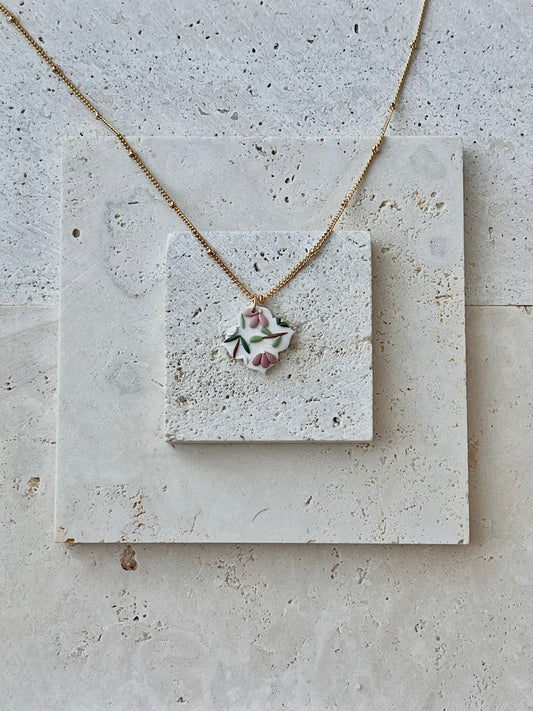 Berry Pink Floral Necklace