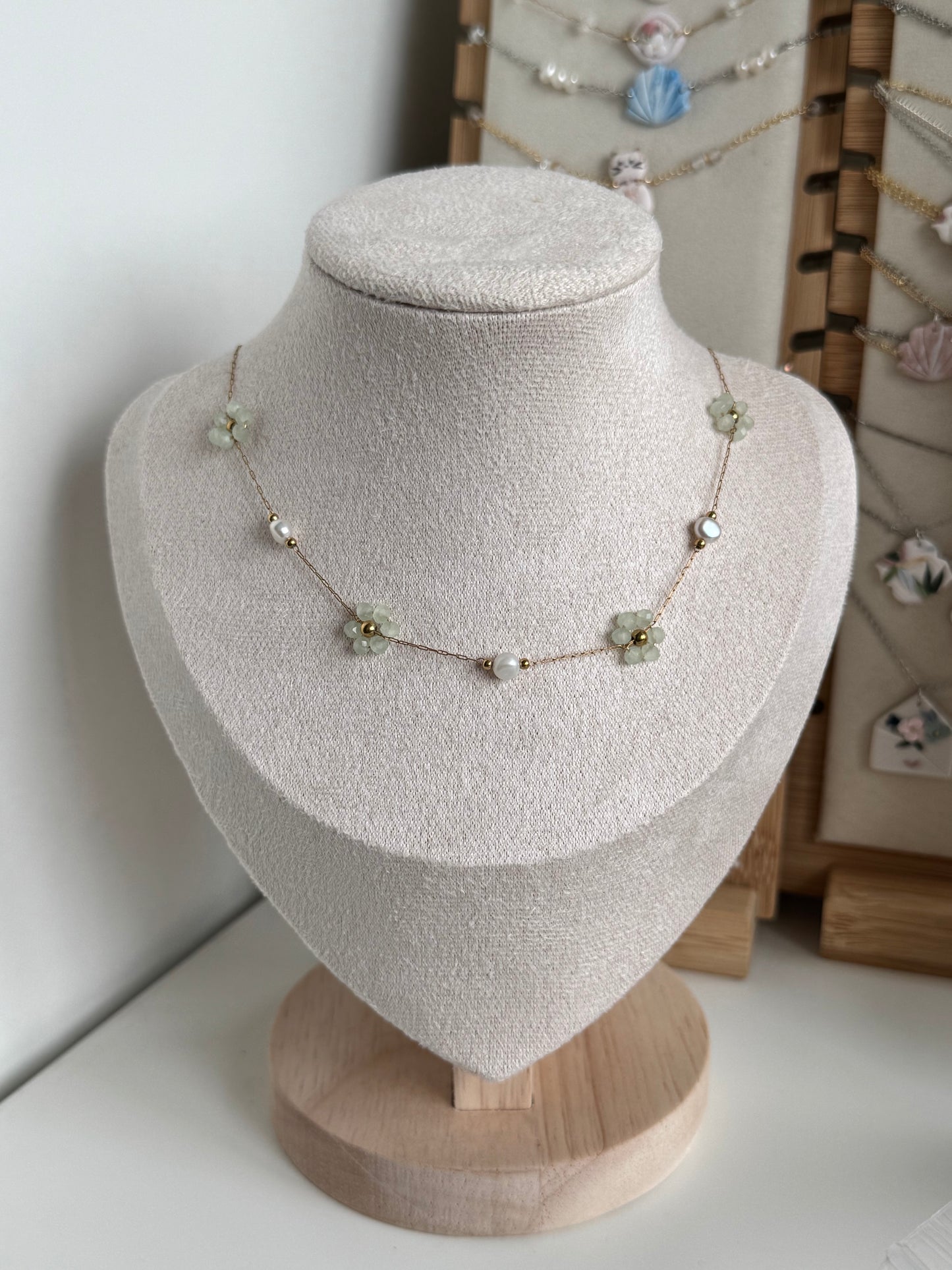 Multiple Flower Beaded Necklaces Stainless Steel