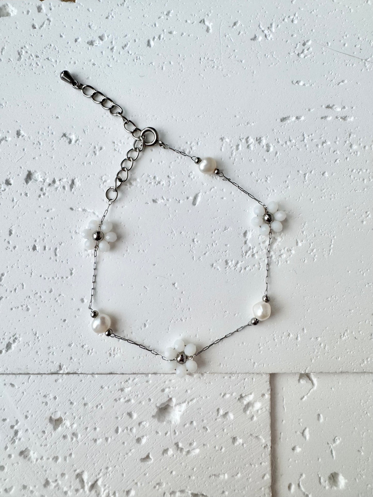 Multiple Flower Beaded Bracelets Stainless Steel