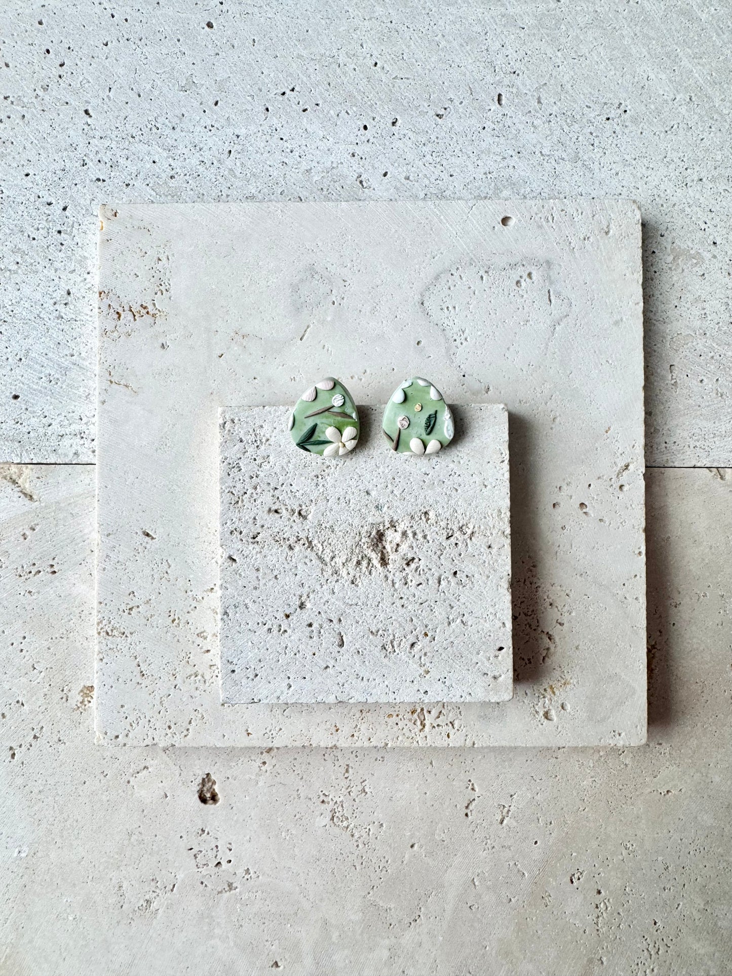 Green Flower Studs
